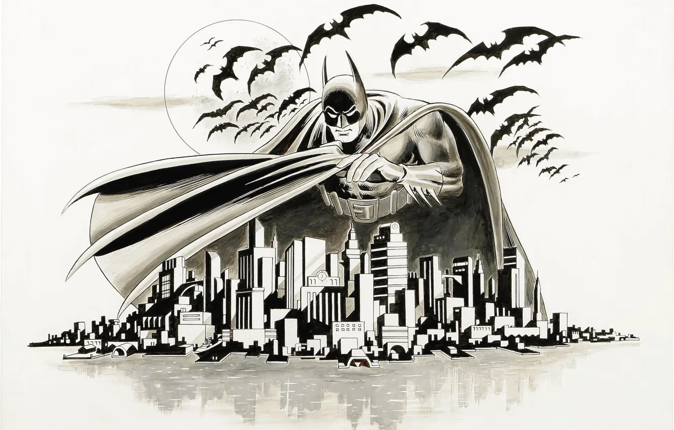 Photo wallpaper the city, figure, bat, Batman, Arkham