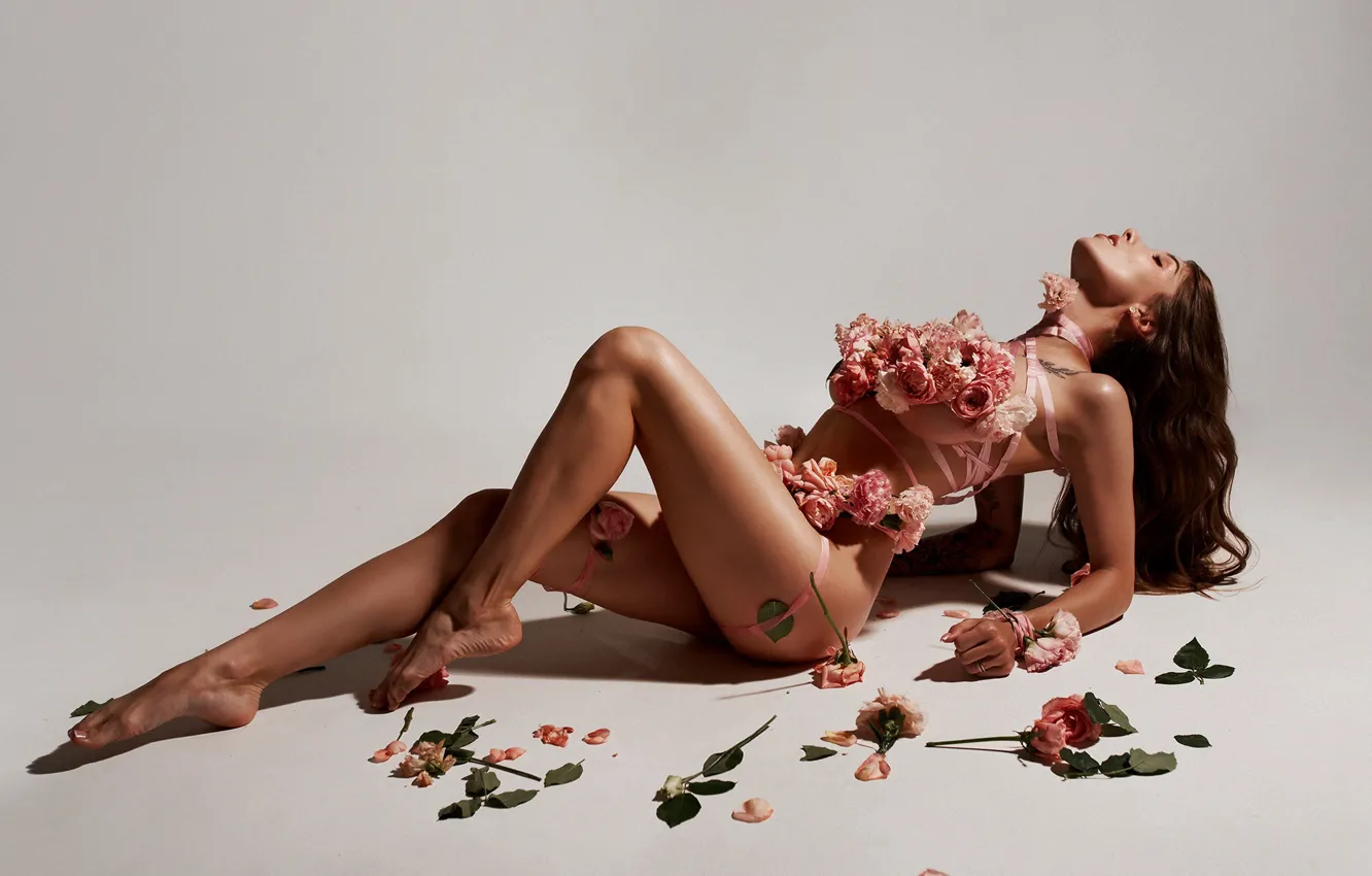 Photo wallpaper barefoot, brunette, legs, long hair, long hair, Dmitry Lobanov, Dmitriy Lobanov