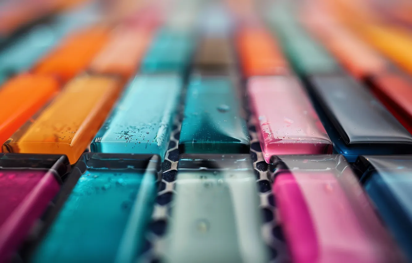 Photo wallpaper transparency, drops, abstraction, keys, button, colorful, rectangle, abstract background