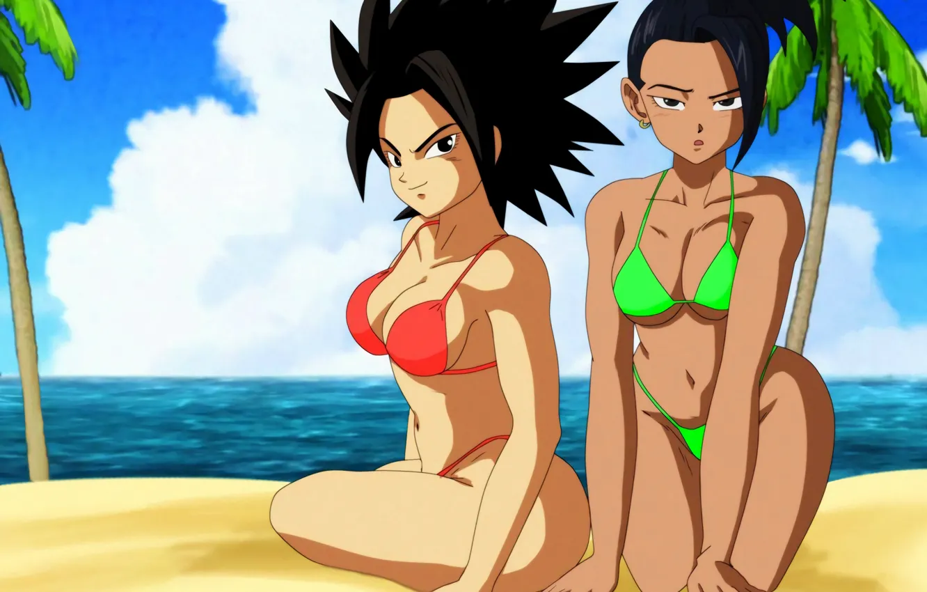 Photo wallpaper sexy, cleavage, sky, long hair, legs, girls, boobs, anime