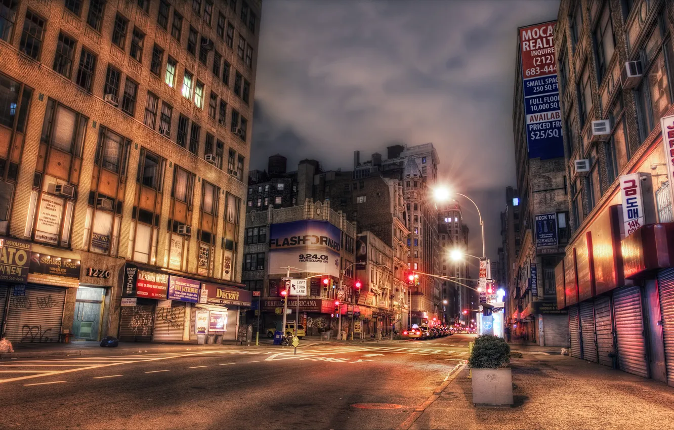 Photo wallpaper night, New York, night, New York, NYC, Midtown, Broadway