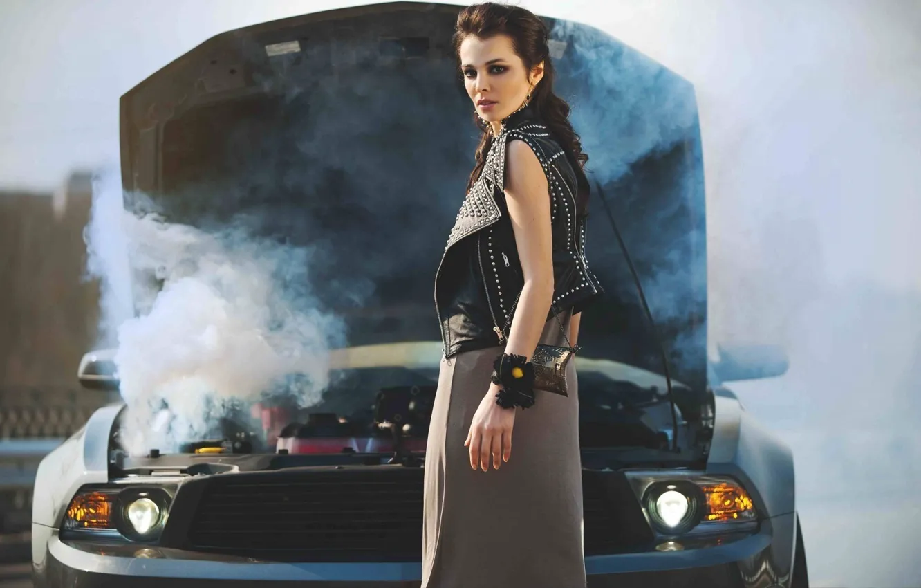 Photo wallpaper auto, look, girl, Ford, Sati Kazanova