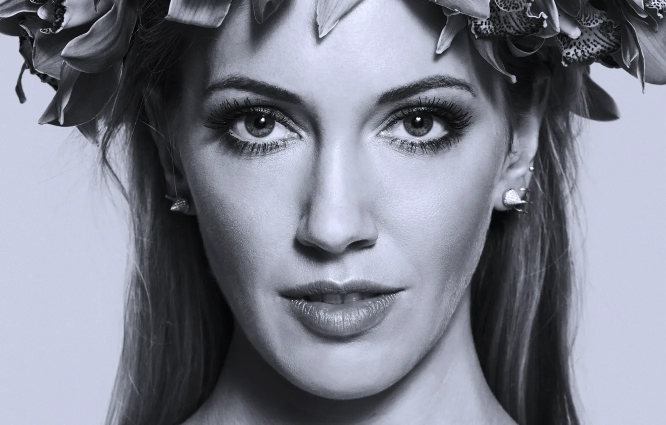 Photo wallpaper eyes, look, face, photo, portrait, makeup, black and white, monochrome