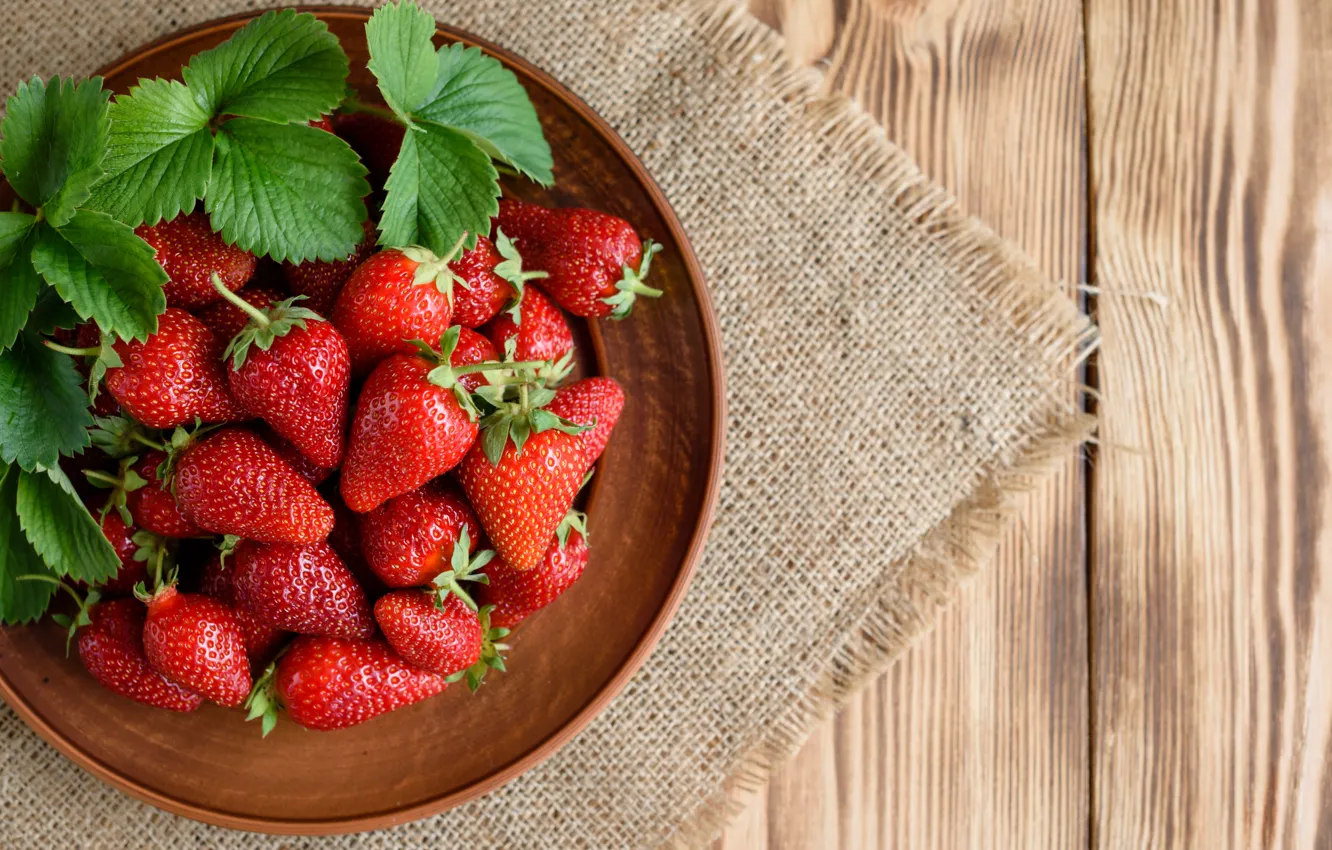 Photo wallpaper summer, berries, strawberry, plate, red, ripe