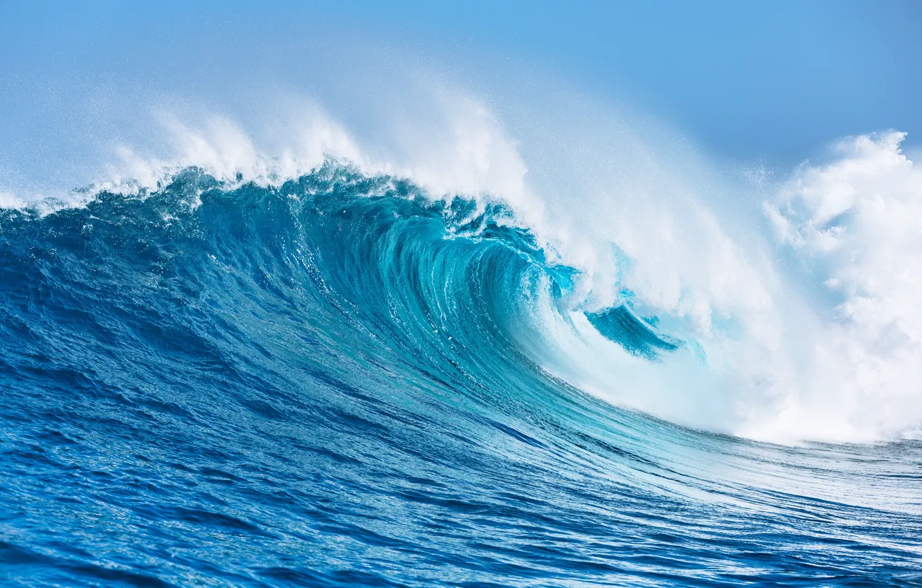 Photo wallpaper sea, wave, water, squirt, the ocean, sea, ocean, blue