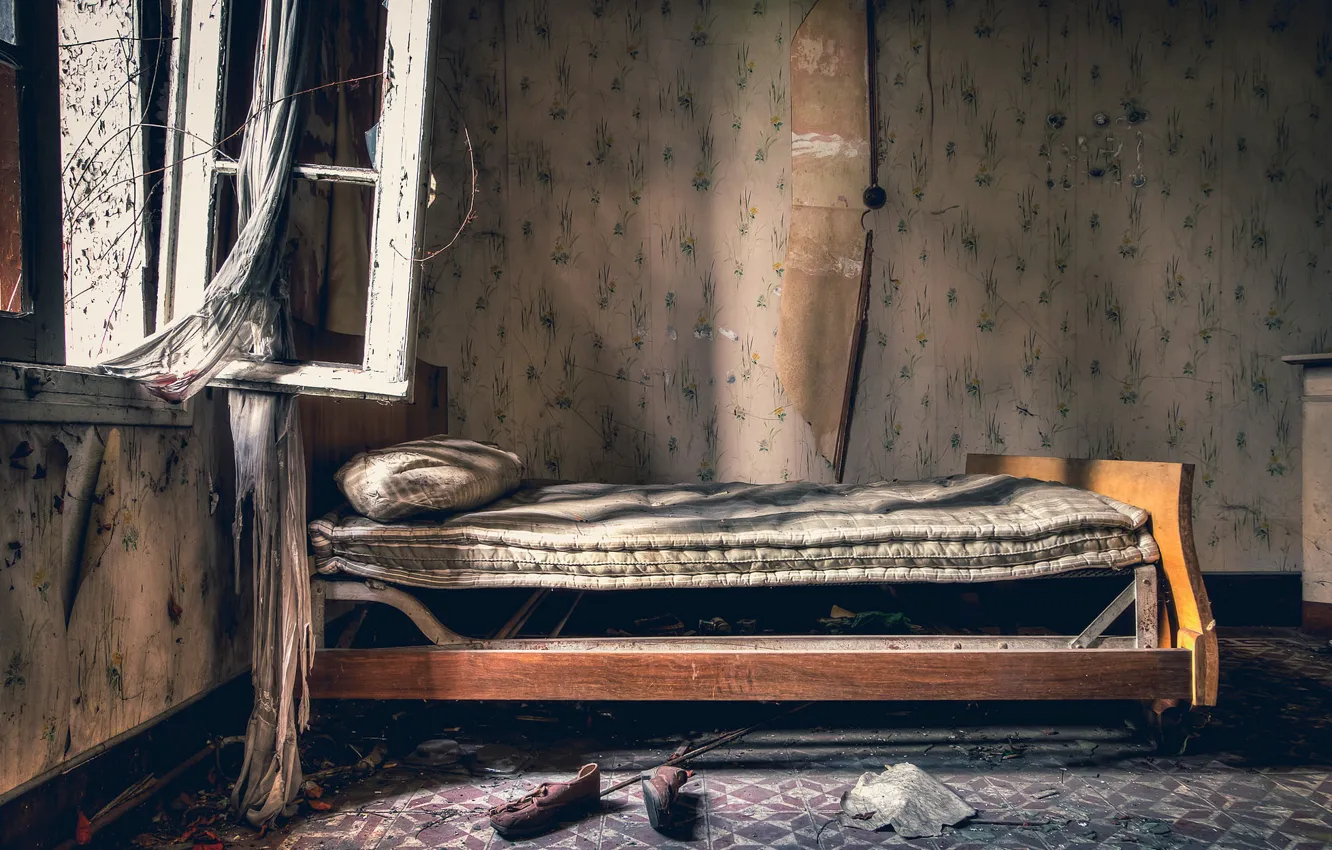 Photo wallpaper bed, window, naturalism
