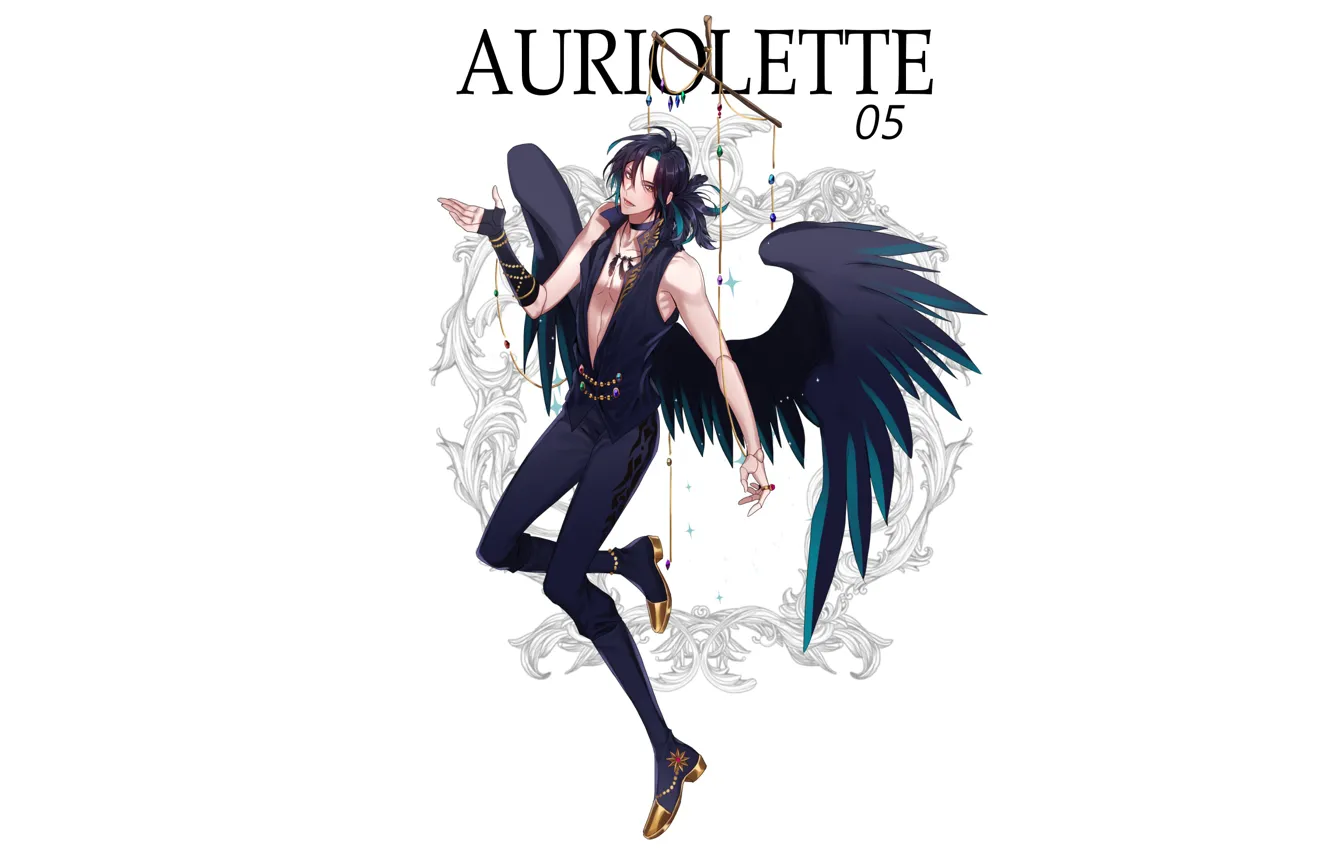 Photo wallpaper angel, guy, black wings