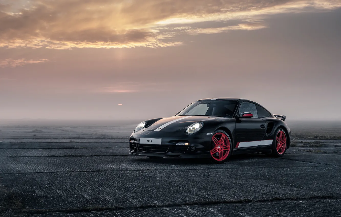 Photo wallpaper 911, Porsche, Black, Turbo