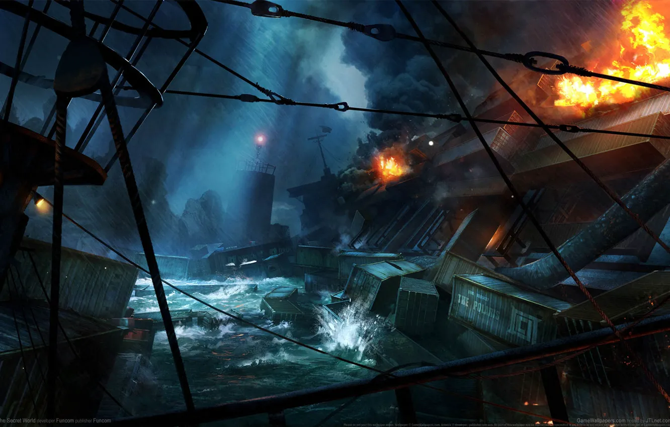 Photo wallpaper sea, ships, Doc, The Secret World, game wallpapers