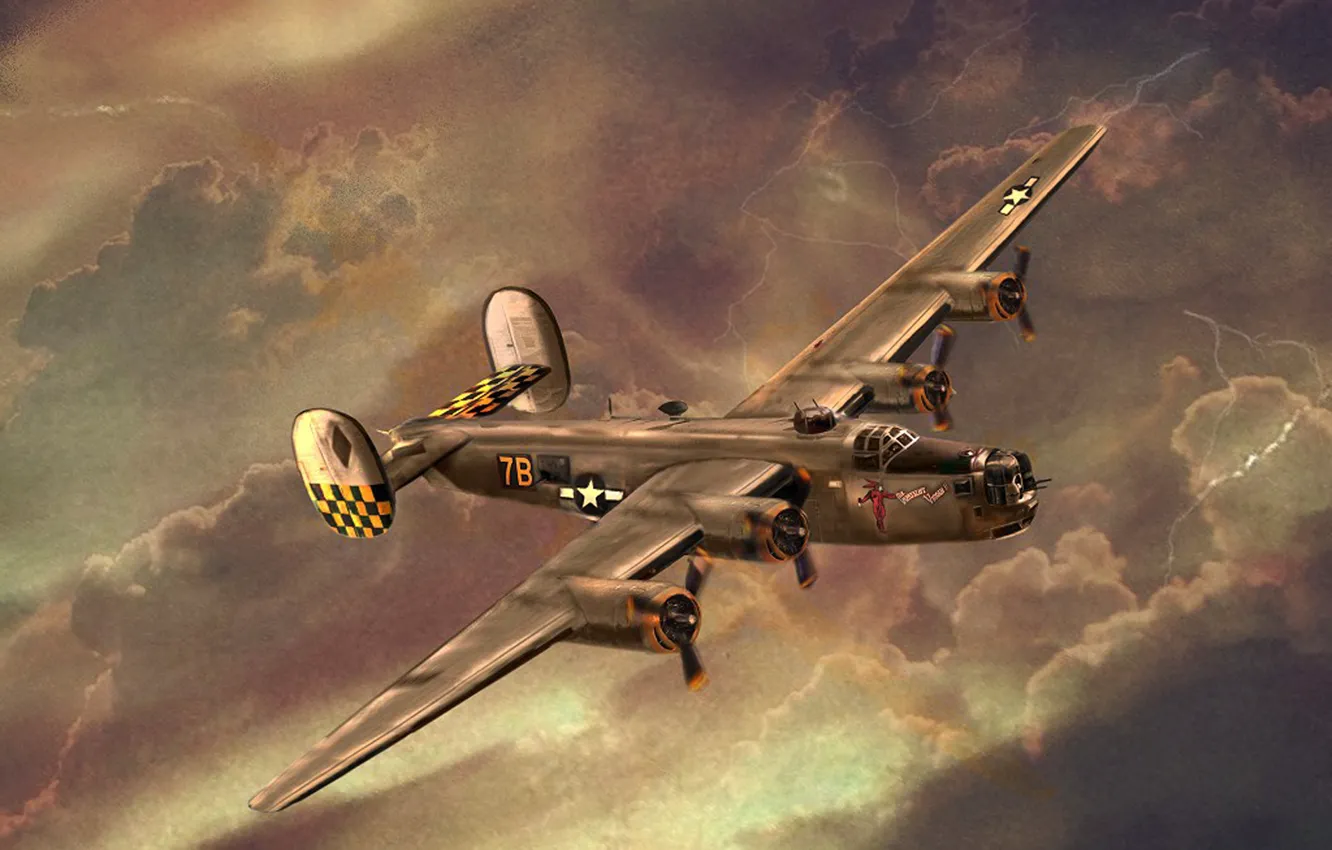 Photo wallpaper artwork, Сonsolidated, heavy bomber, B-24