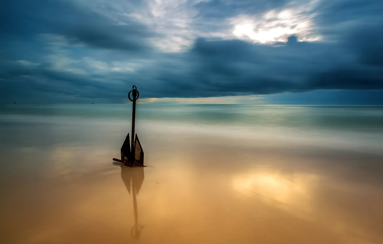 Photo wallpaper sea, the sky, anchor