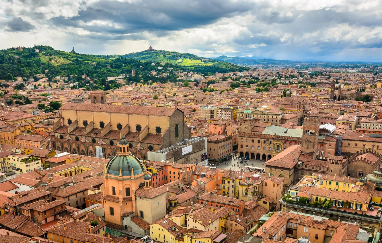 Photo wallpaper building, Italy, panorama, Italy, Bologna, Bologna, The Basilica Of San Petronio, San Petronio Basilica