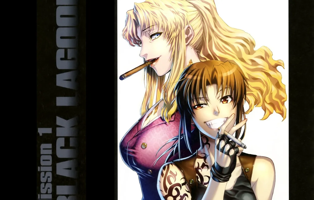 Photo wallpaper tattoo, Black Lagoon, Revy, cigar, cool, hell of a grin, Pirates of the Black lagoon, …