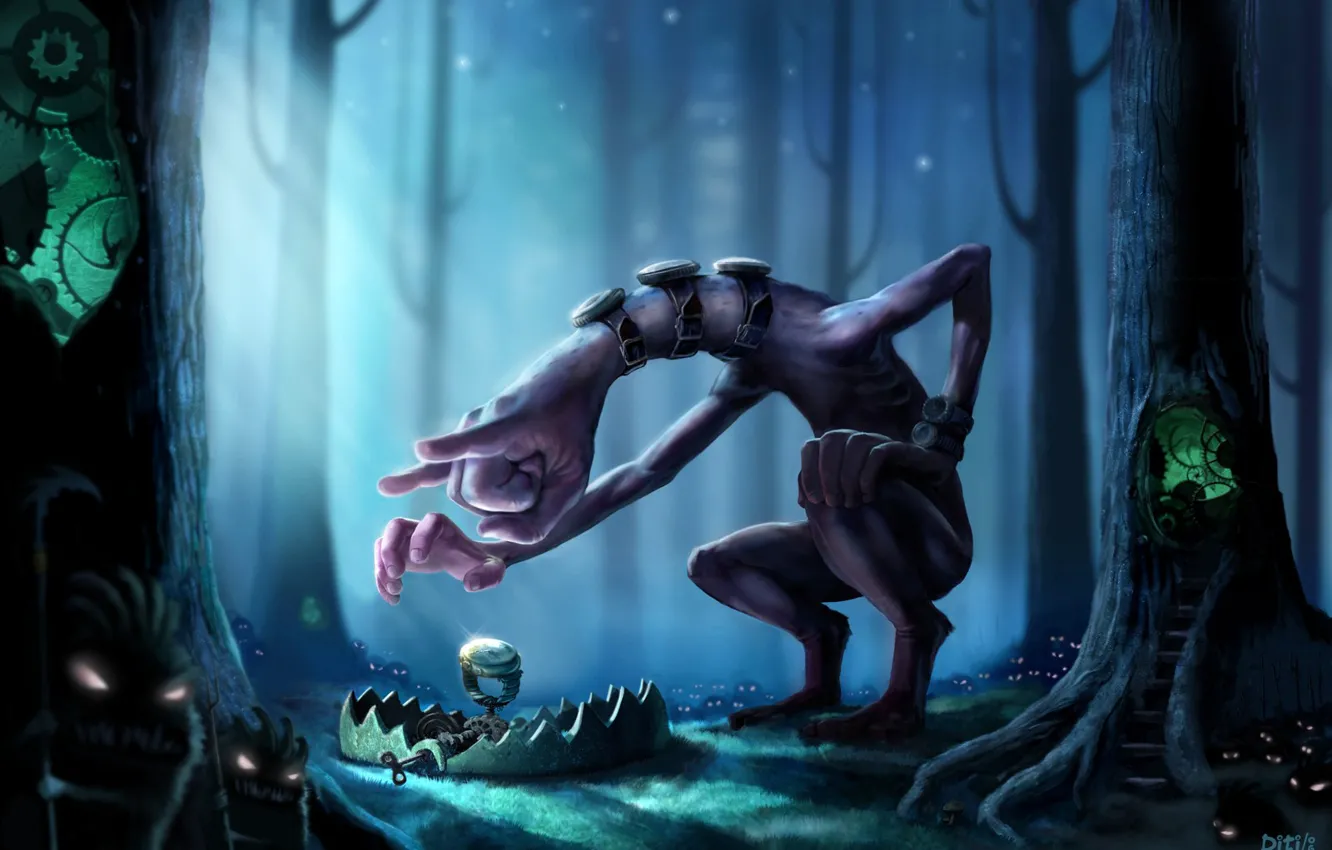 Photo wallpaper forest, watch, celery