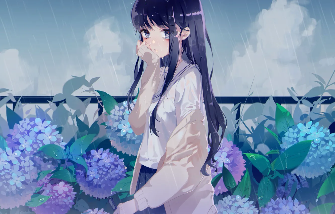 Photo wallpaper girl, background, anime