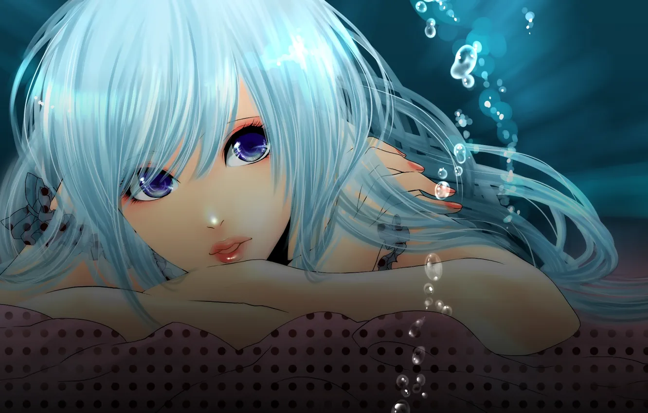Photo wallpaper water, girl, bubbles, lies, vocaloid, hatsune miku