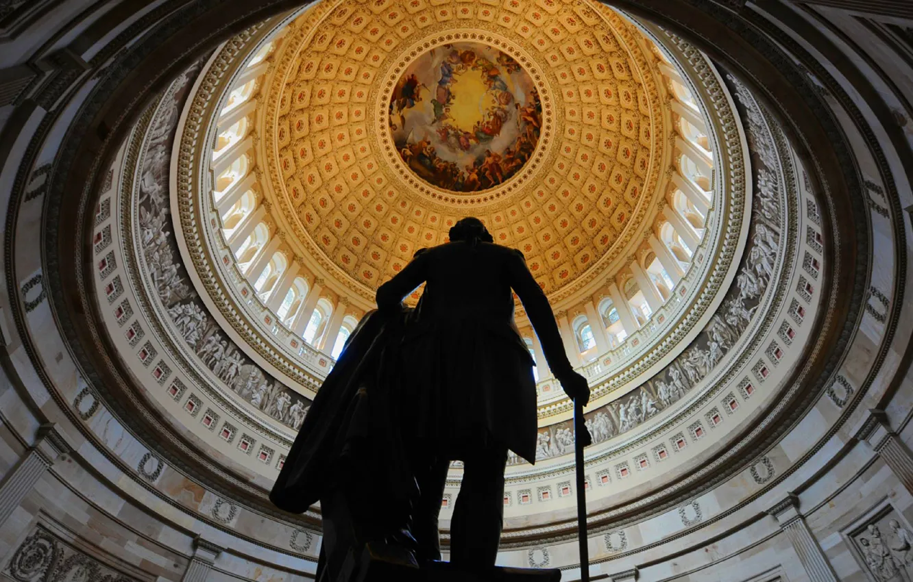 Photo wallpaper Washington, statue, USA, Capitol, rotunda, DC, George Washington