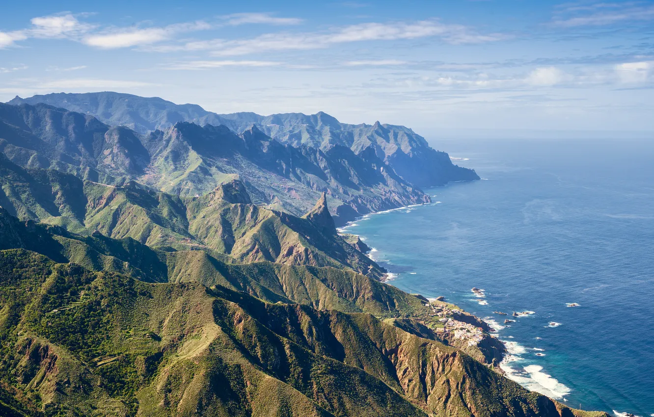 Photo wallpaper mountains, the ocean, rocks, Tenerife