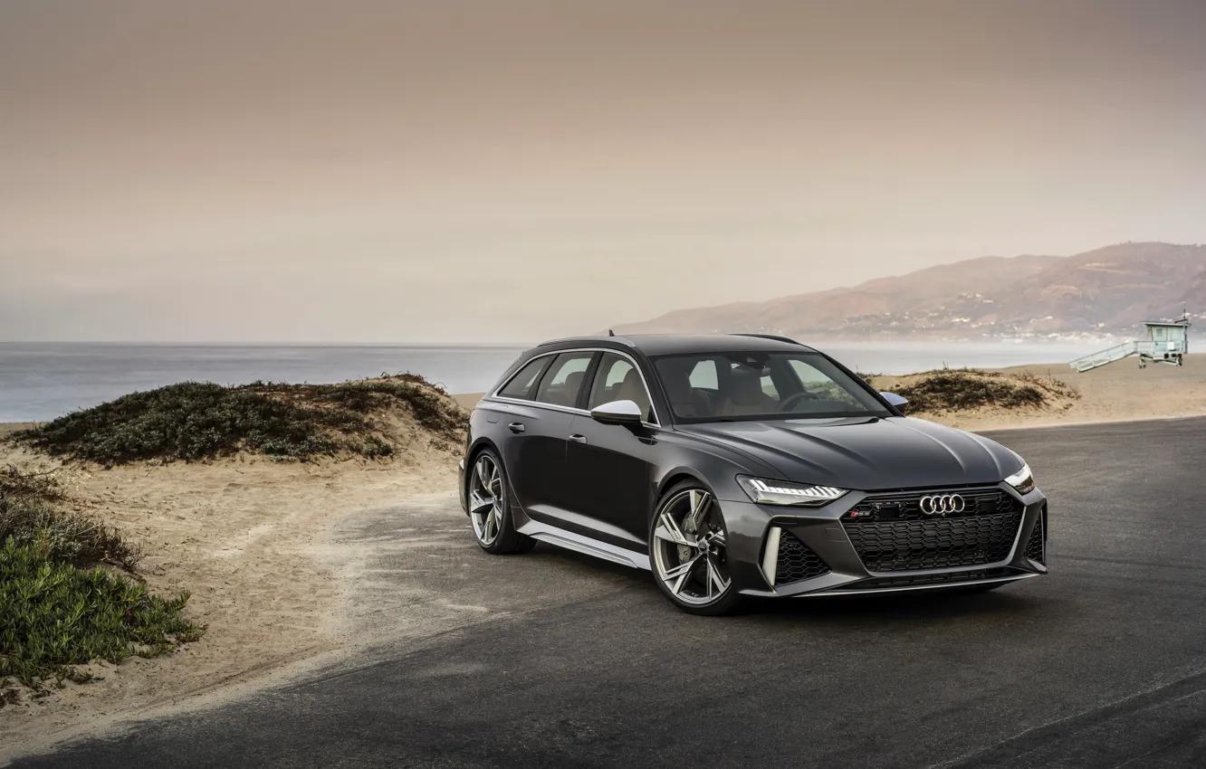 Photo wallpaper Audi, universal, RS 6, 2020, 2019, dark gray, the shore, V8 Twin-Turbo