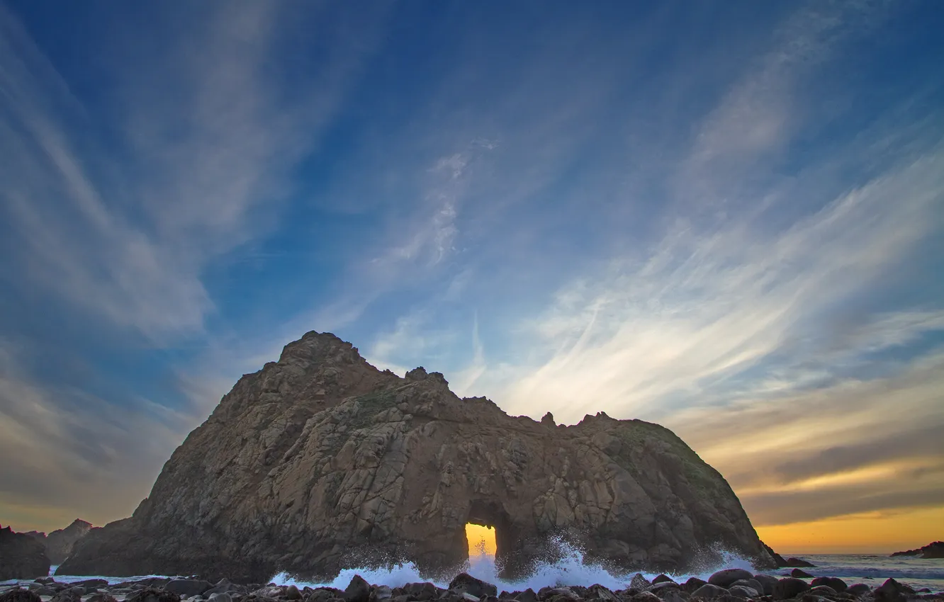 Photo wallpaper sand, sea, wave, stones, rocks, shore, seascape
