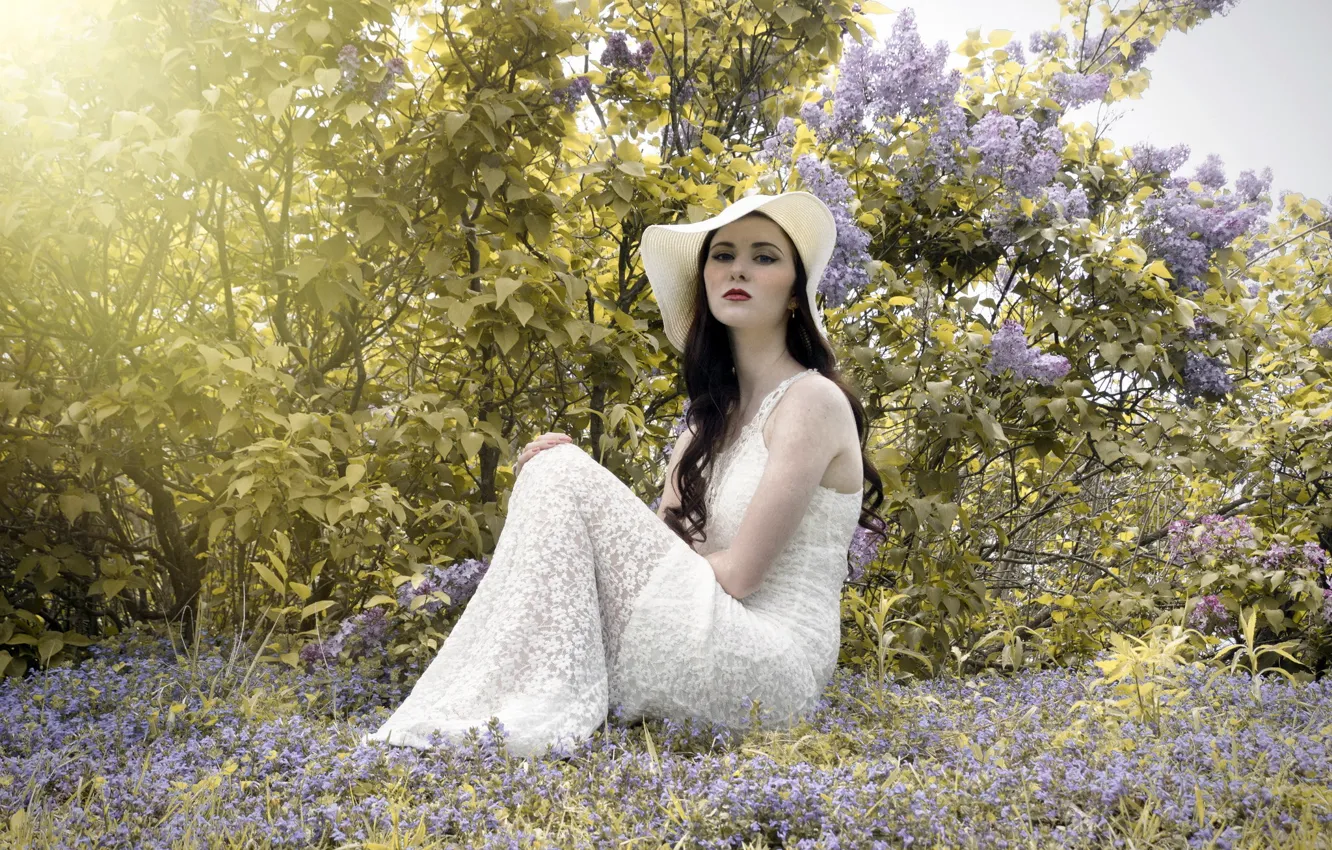 Photo wallpaper girl, spring, lilac