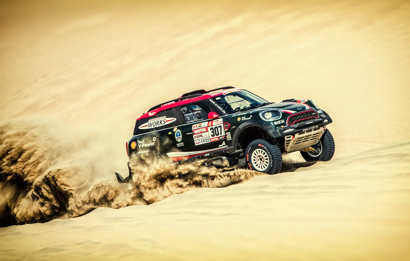 Photo wallpaper Sand, Auto, Mini, Dust, Sport, Desert, Machine, Race