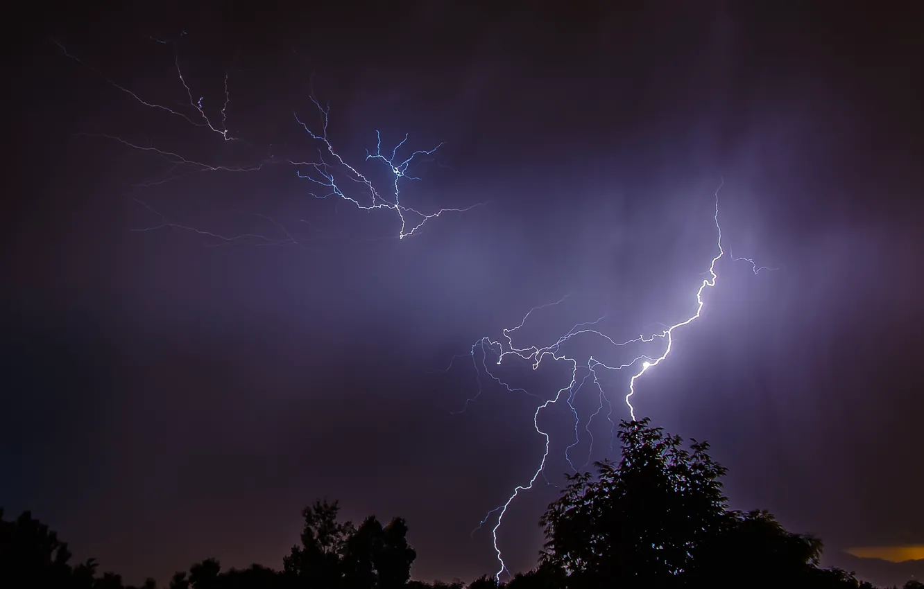 Photo wallpaper the storm, element, lightning