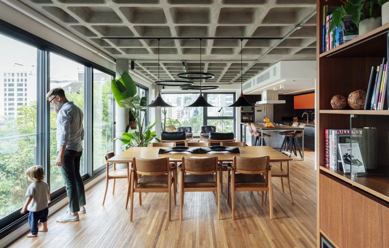 Photo wallpaper design, interior, kitchen, Brazil, living room, Brazil, dining room, Porto Alegre