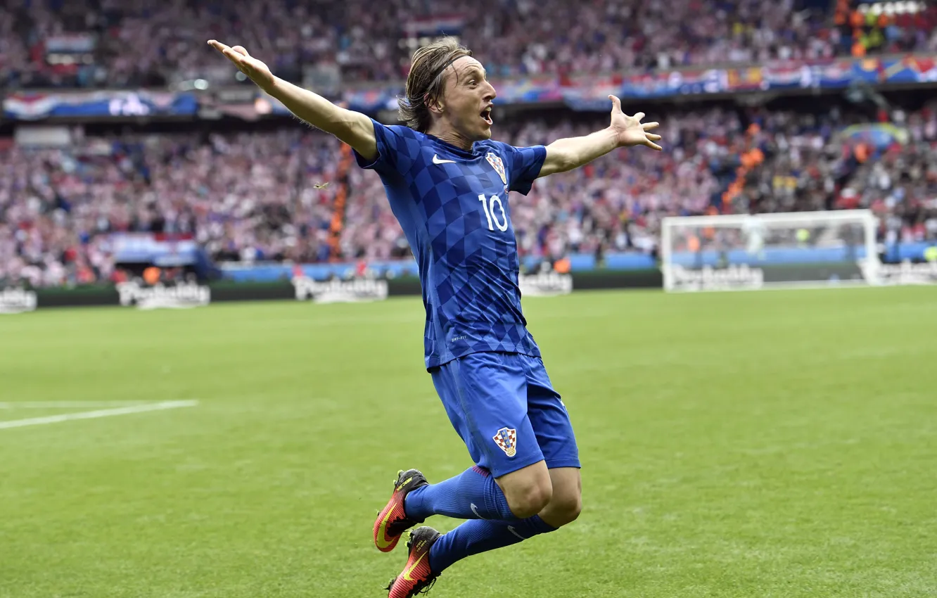 Photo wallpaper football, player, goal, Croatia, football, Real Madrid, Luka Modric, national team