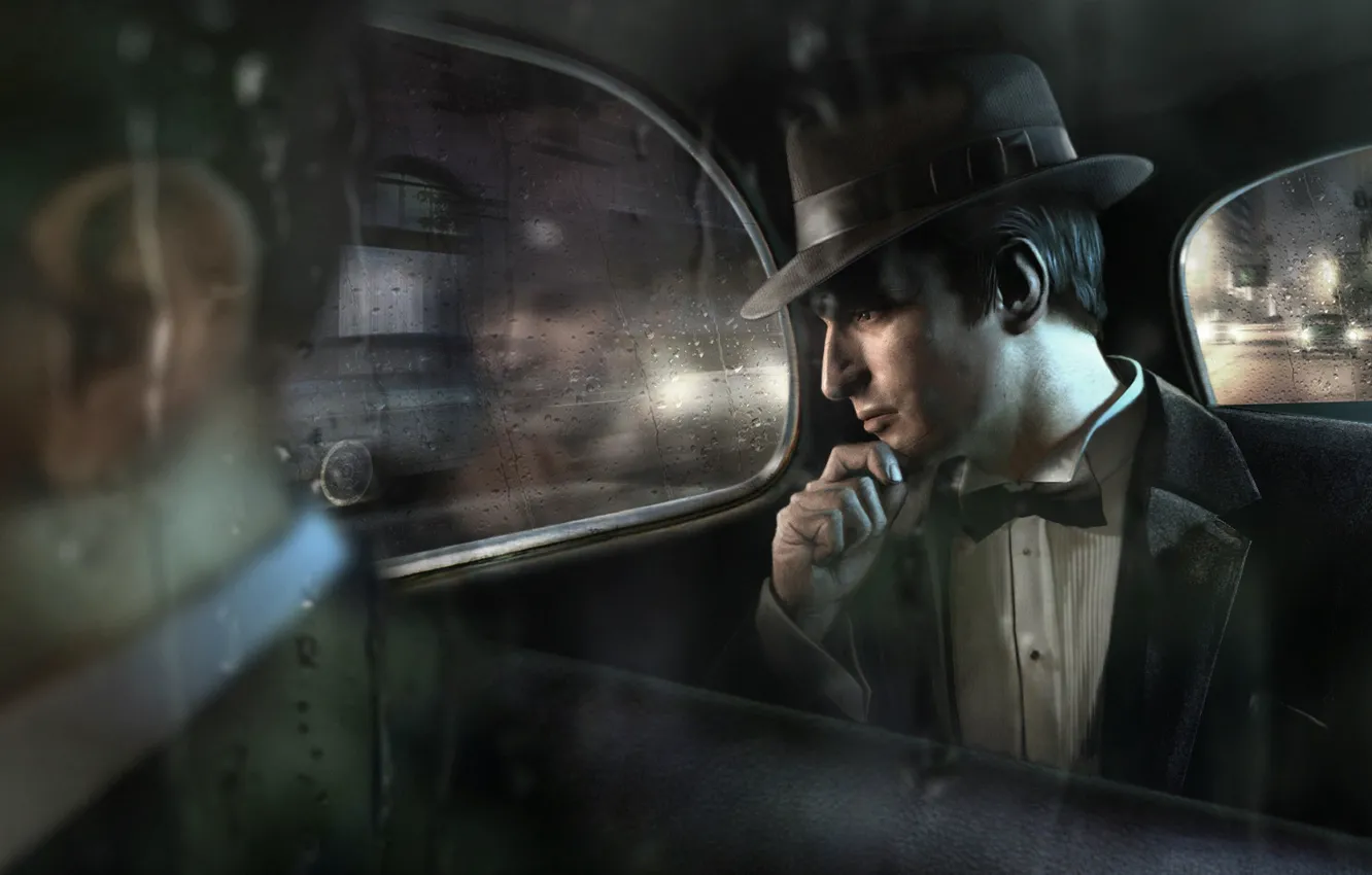 Photo wallpaper rain, mood, taxi, Mafia 2, Ladder, slush, vito, Mafia
