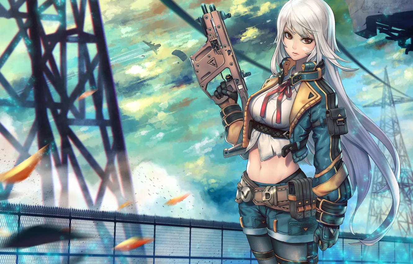 Photo wallpaper girl, weapons, anime