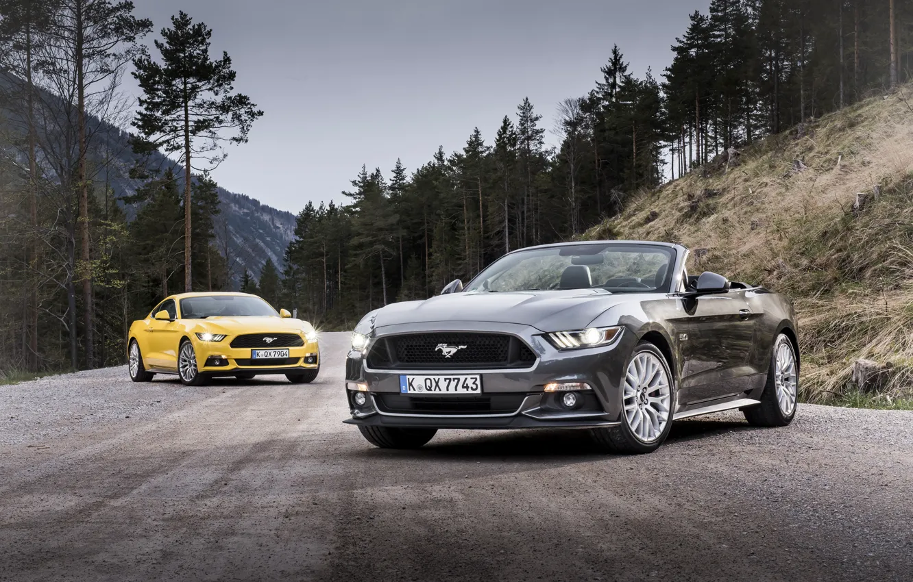 Photo wallpaper Mustang, Ford, Mustang, convertible, Ford, Convertible, 2015, EU-spec