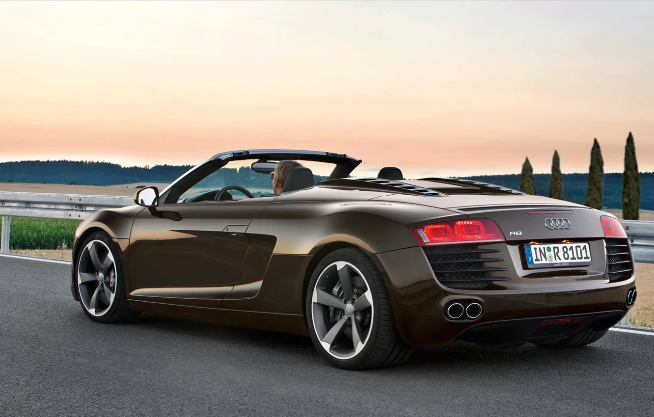 Photo wallpaper road, Audi, audi, guys, r8 spyder 4-2 fsi quattro машины