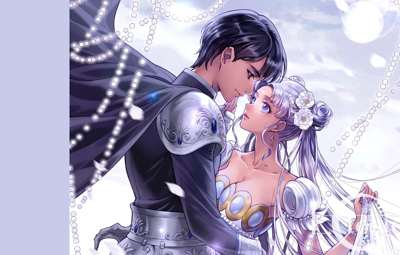 Photo wallpaper girl, romance, anime, art, pair, guy, sailor moon