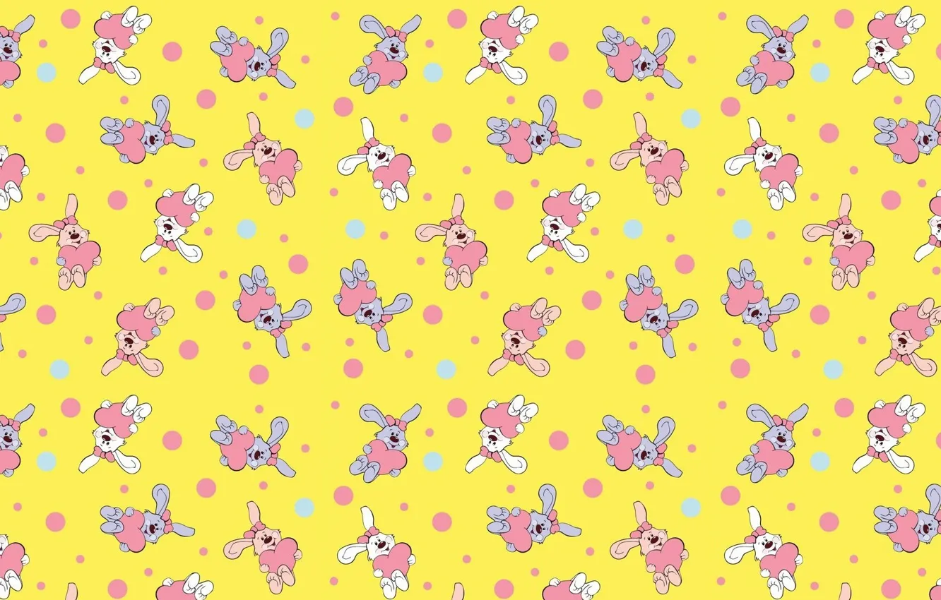 Photo wallpaper background, heart, texture, art, Valentine, Bunny, children's