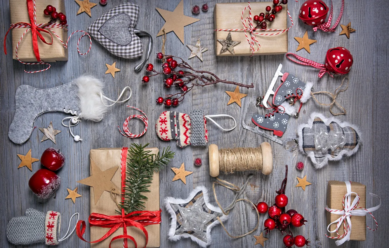 Photo wallpaper decoration, new year, Christmas, Christmas, vintage, wood, Xmas, decoration