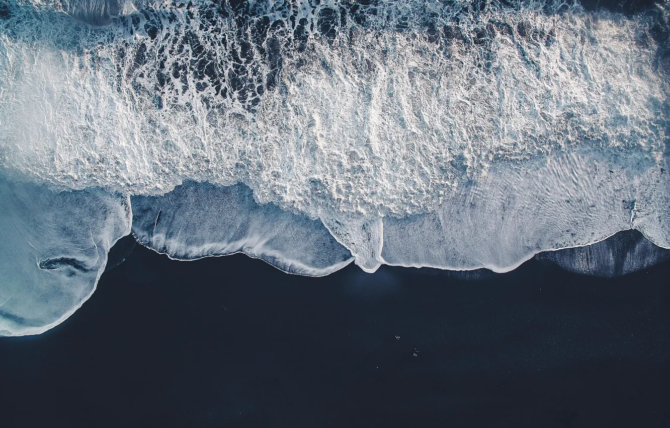 Photo wallpaper sea, wave, beach, nature, the ocean, the view from the top