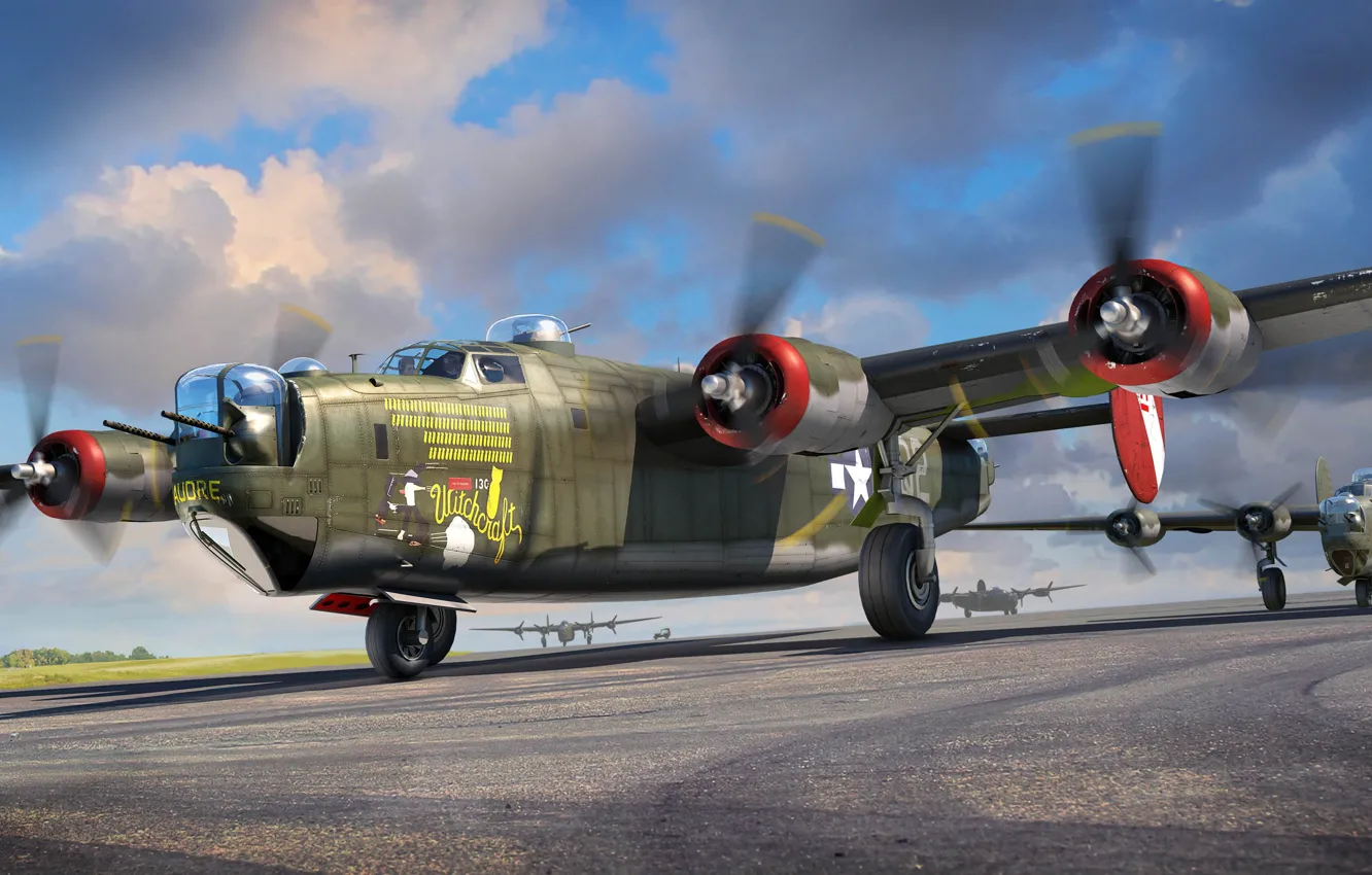 Photo wallpaper USA, bomber, heavy, Consolidated B-24 Liberator, US Airforce, Li Lao, USAF B-24J Liberator