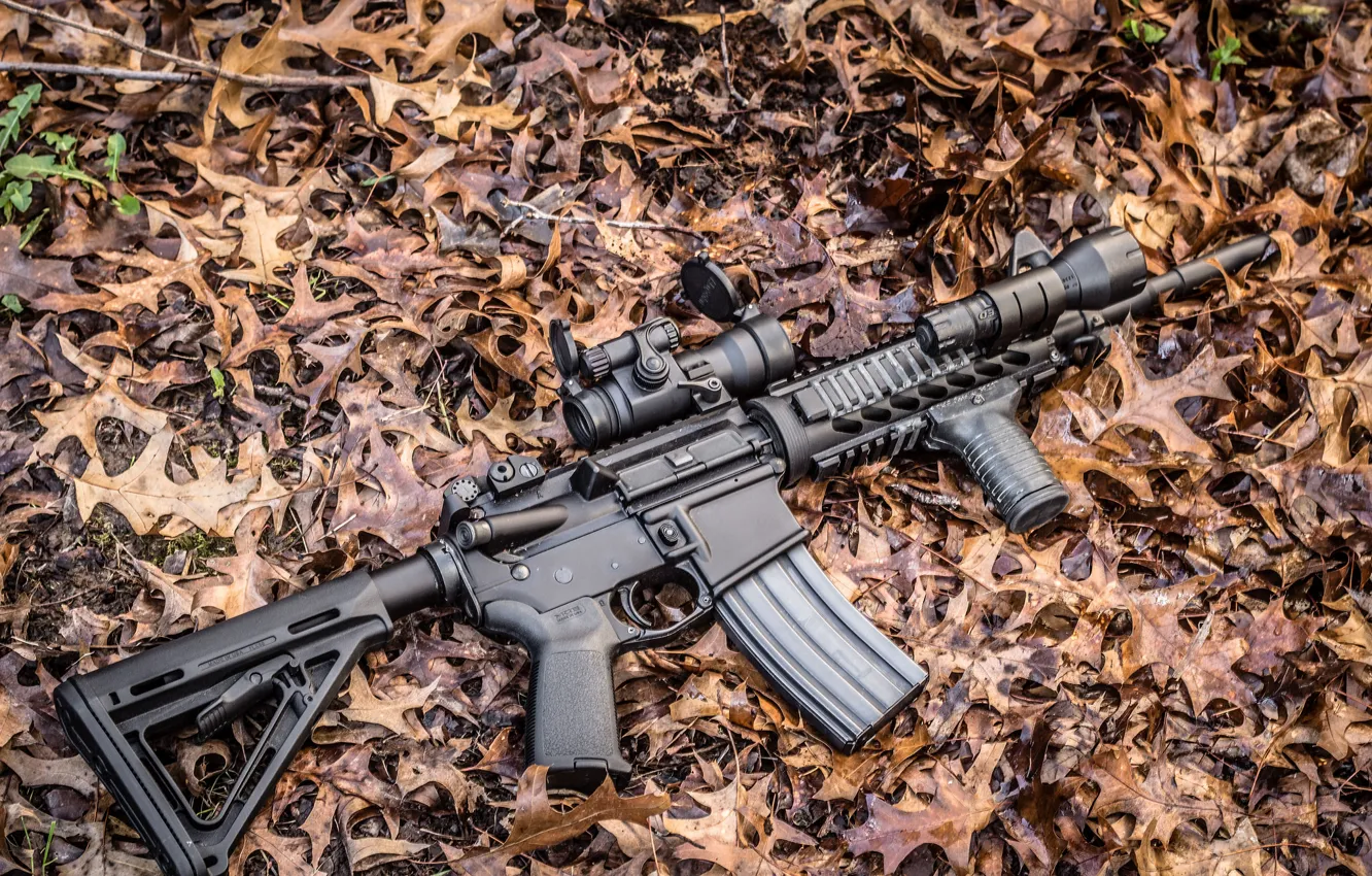 Photo wallpaper weapons, background, assault rifle, AR-15, assault rifle
