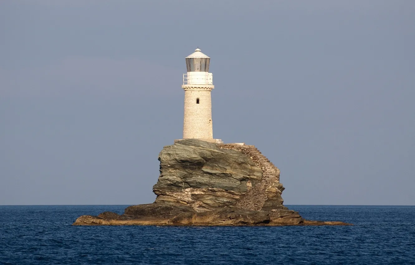 Photo wallpaper lighthouse, Greece, Greece, The Aegean sea, Tourlitis Lighthouse, the island of Andros, Andros Island