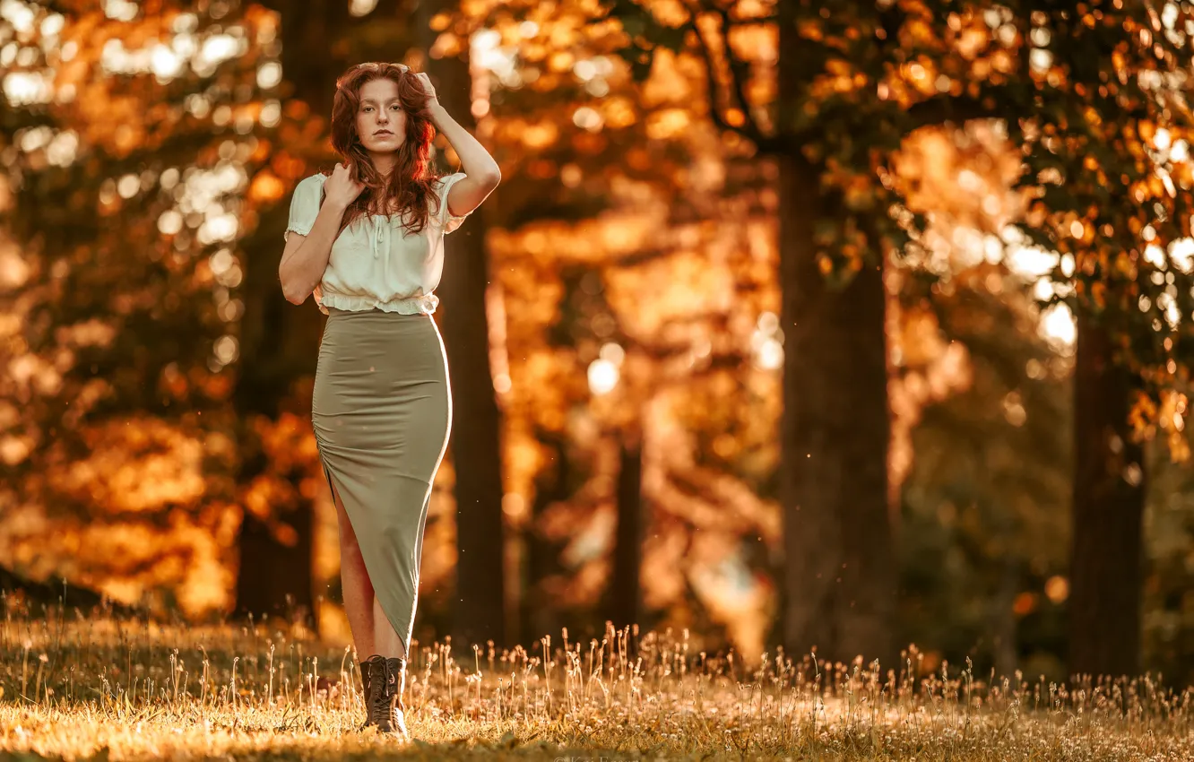 Photo wallpaper girl, nature, background