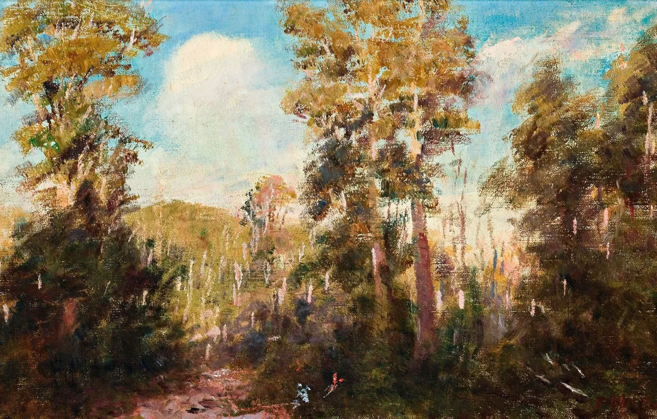 Photo wallpaper picture, Camping near Narbethong, Frederick McCubbin, Frederick Mak-Cabin, landscape