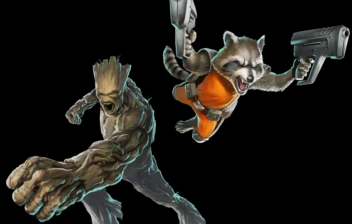 Photo wallpaper Marvel, Guardians Of The Galaxy, Guardians of the Galaxy, Rocket Raccoon, Groot
