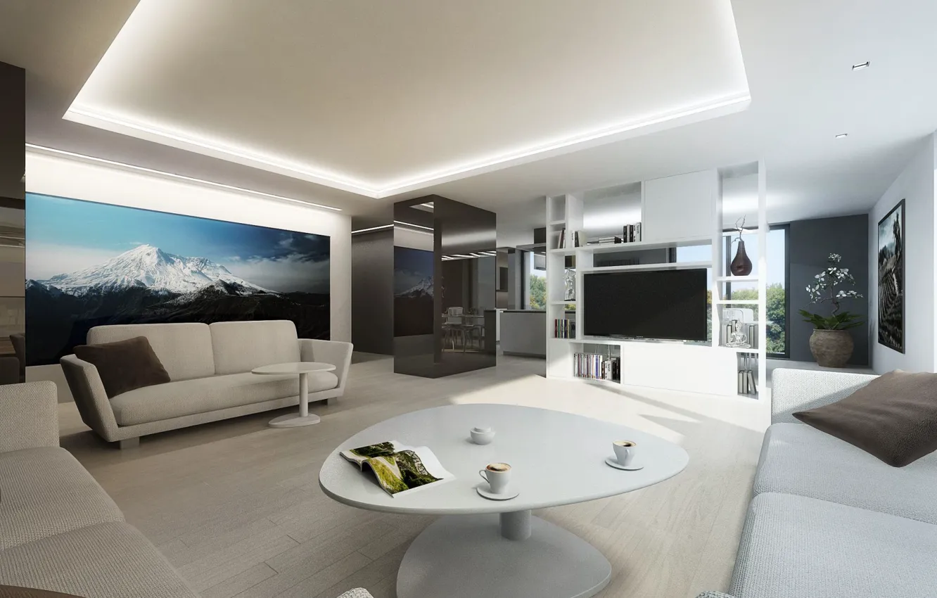 Photo wallpaper design, style, room, Villa, interior, living room