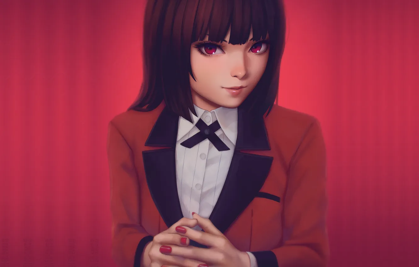 Photo wallpaper red, anime, a day later, the counter of downloaded wallpapers is not res, yumeko-miura, kakegurui-jabami