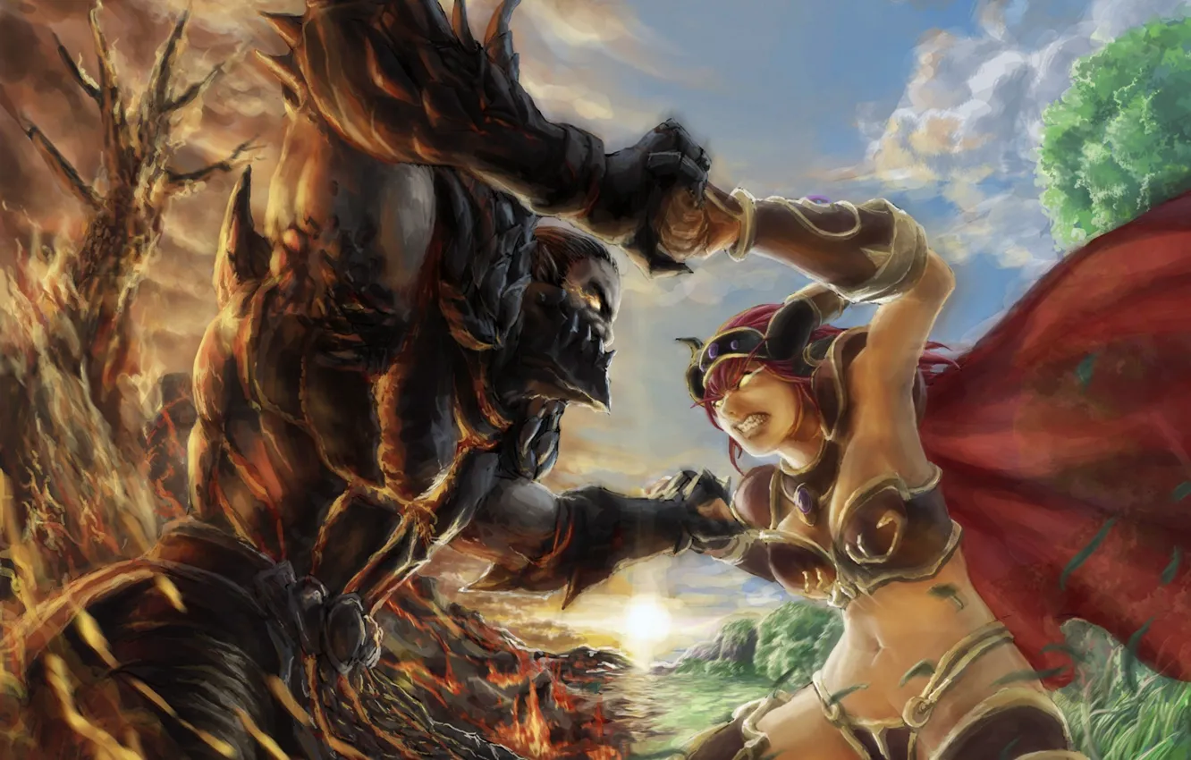 Photo wallpaper greens, the sky, girl, darkness, welcome, the opposition, evil, guy