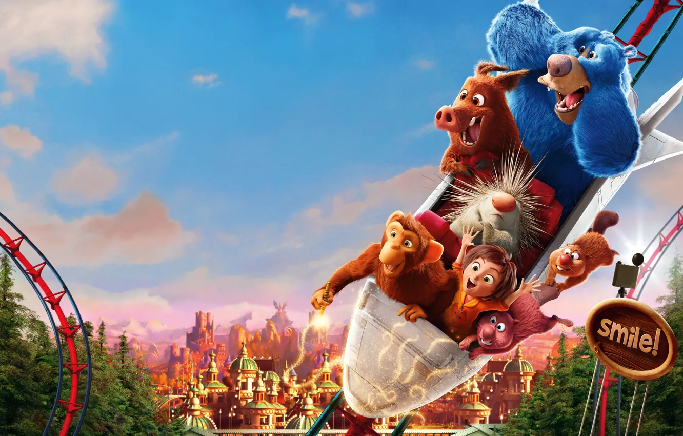 Photo wallpaper Park, cartoon, fantasy, beast, poster, amusement, characters, Wonder Park