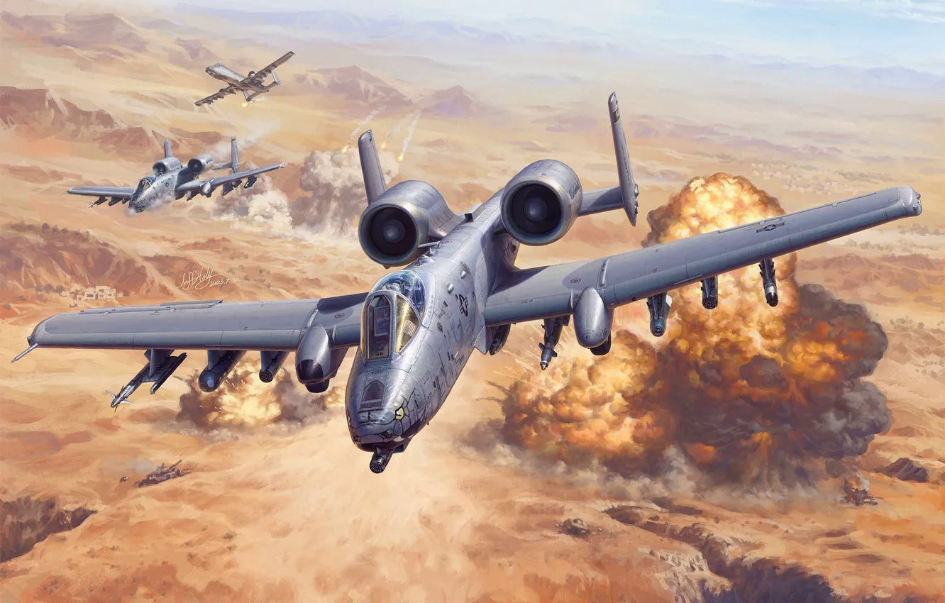 Photo wallpaper USA, attack, the war in Iraq, A-10C Thunderbolt II, US Airforce, Fairchild Republic A-10 Thunderbolt, …