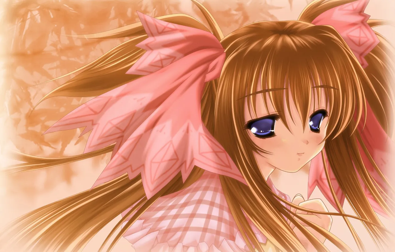 Photo wallpaper anime, girl, blue eyes, pink clothes.