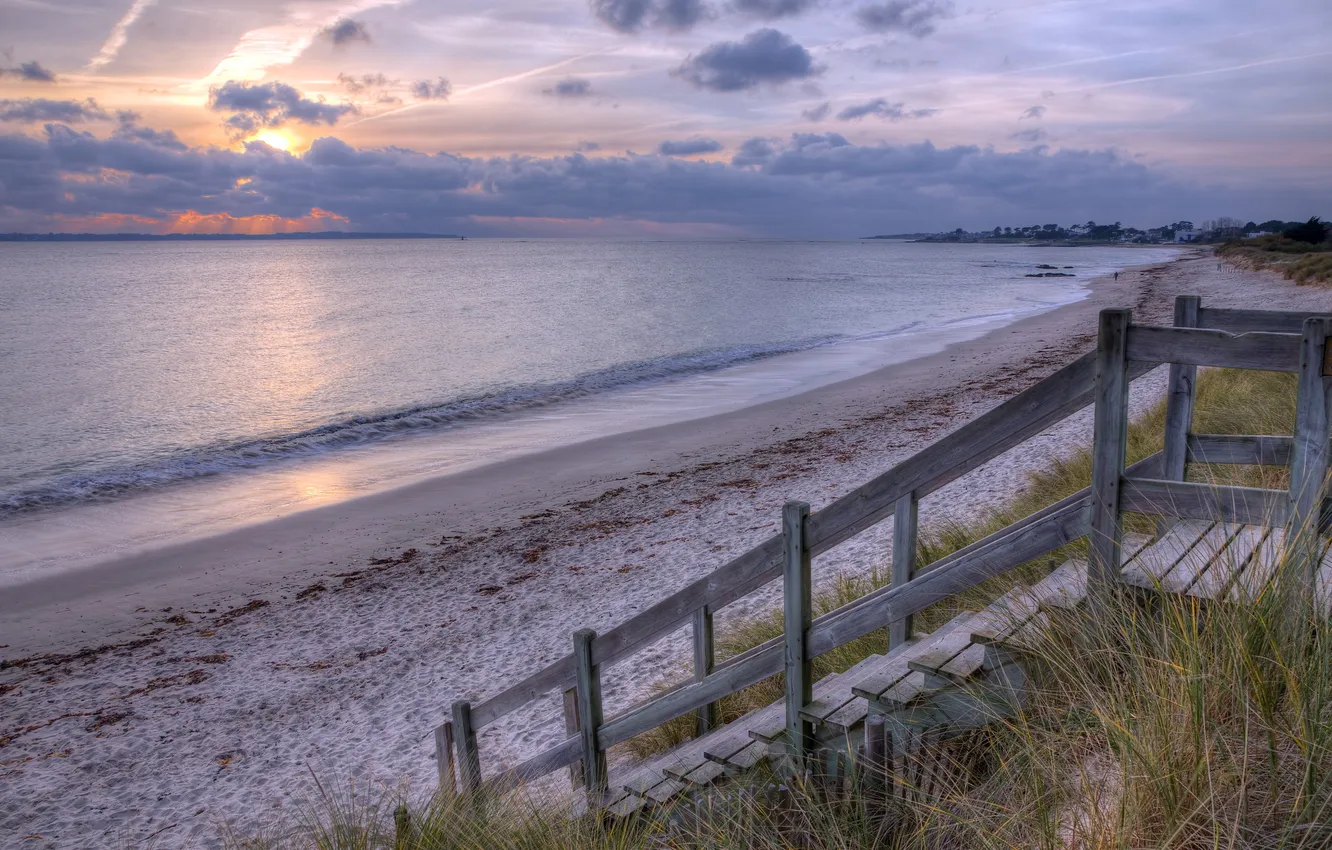 Photo wallpaper sea, landscape, sunset